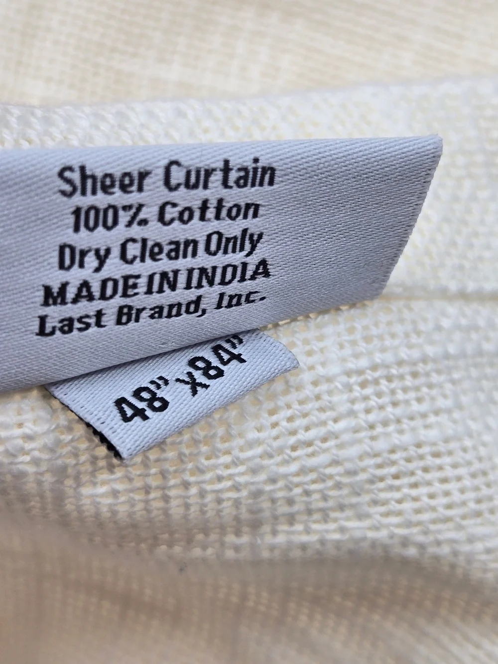 NWT QUINCE Set Of 4 48x84 Cotton Sheer Curtains Ivory 9751